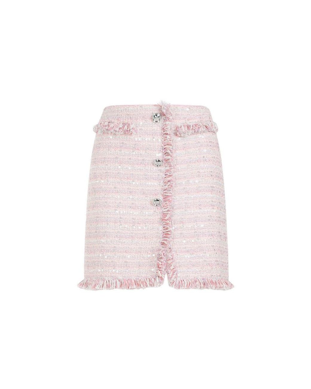 Giambattista Valli Pink Fringed Details Skirt