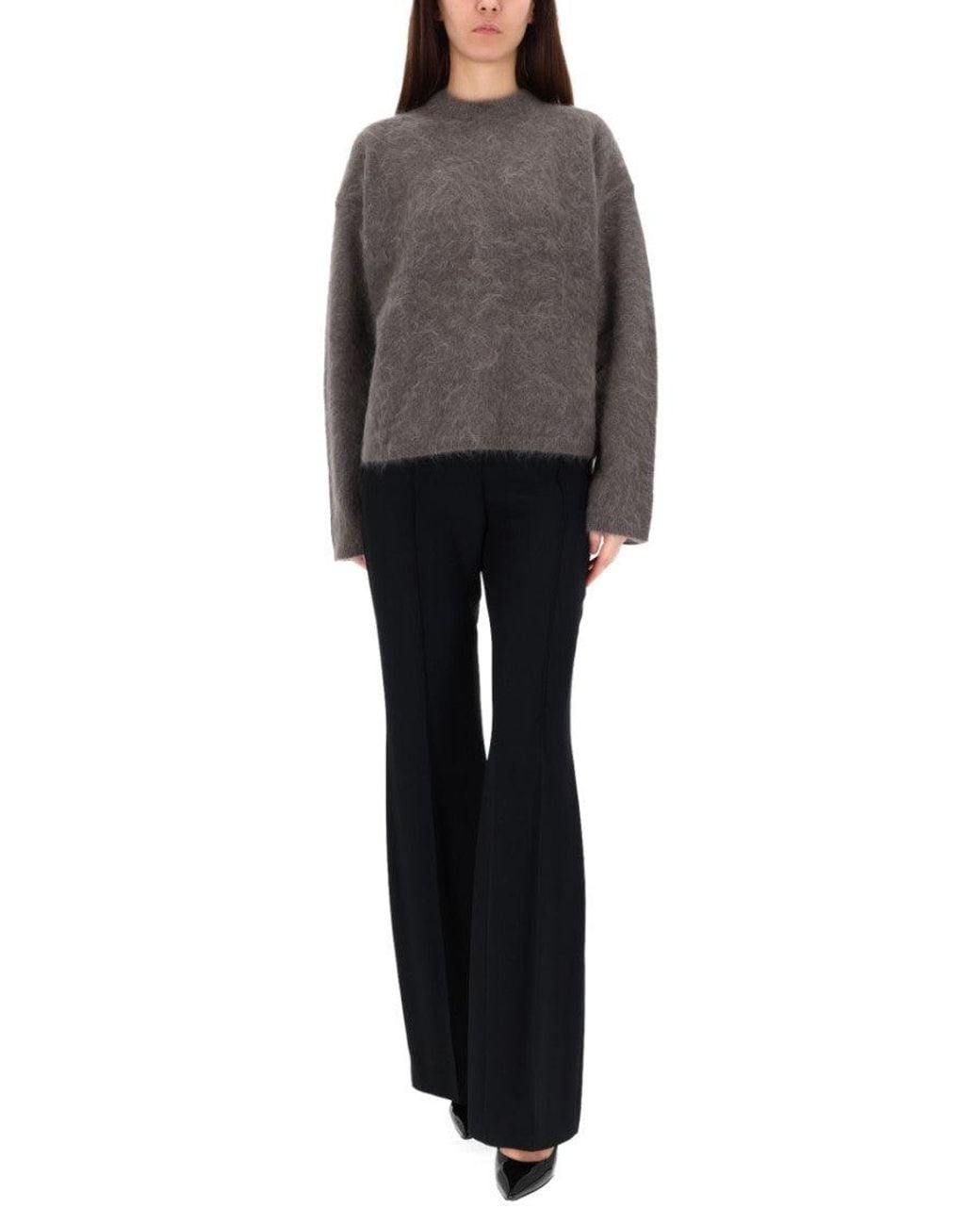 THE GARMENT Gray Solid Crew Neck Sweater