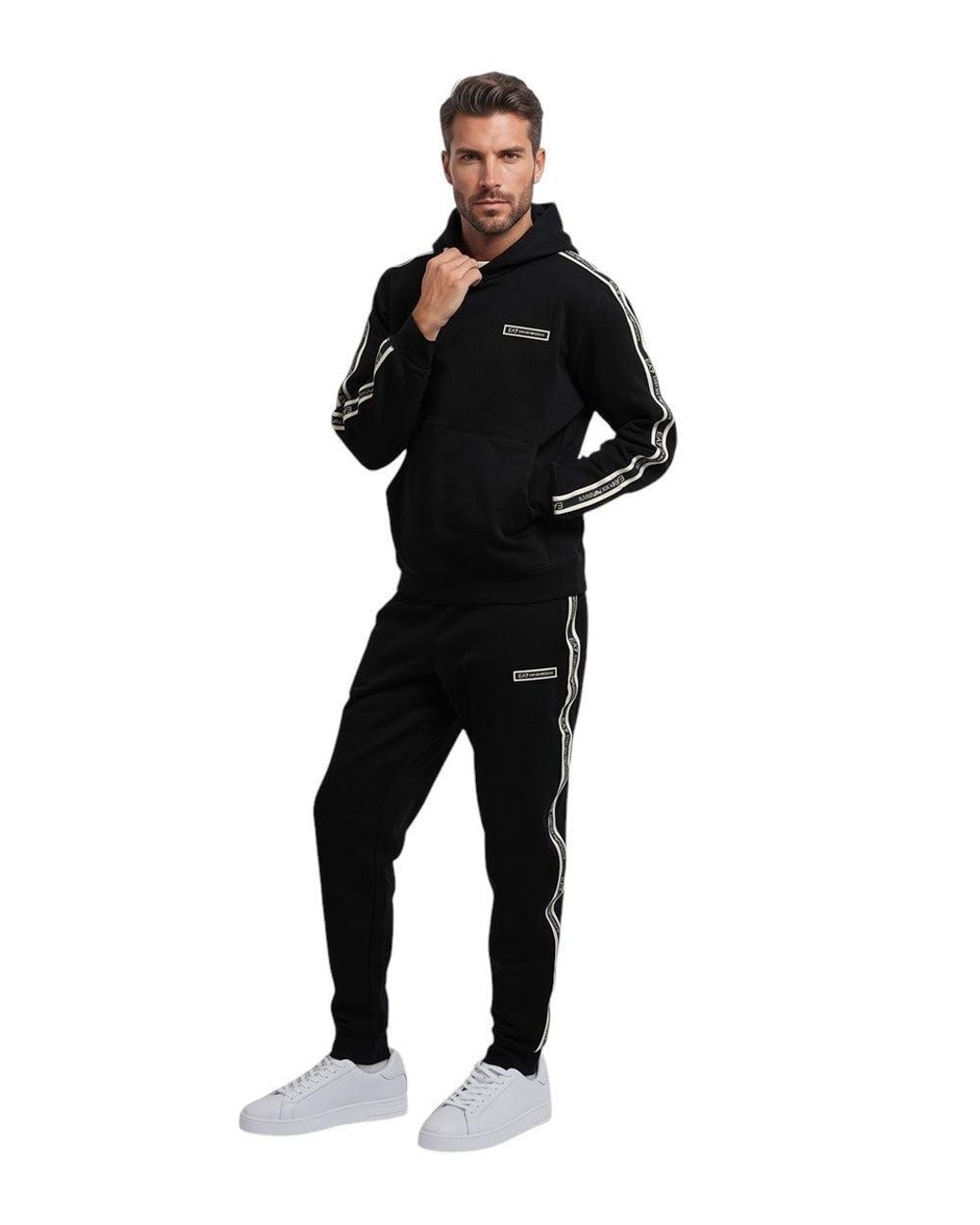 EA7 Black Elasticated Joggers for men