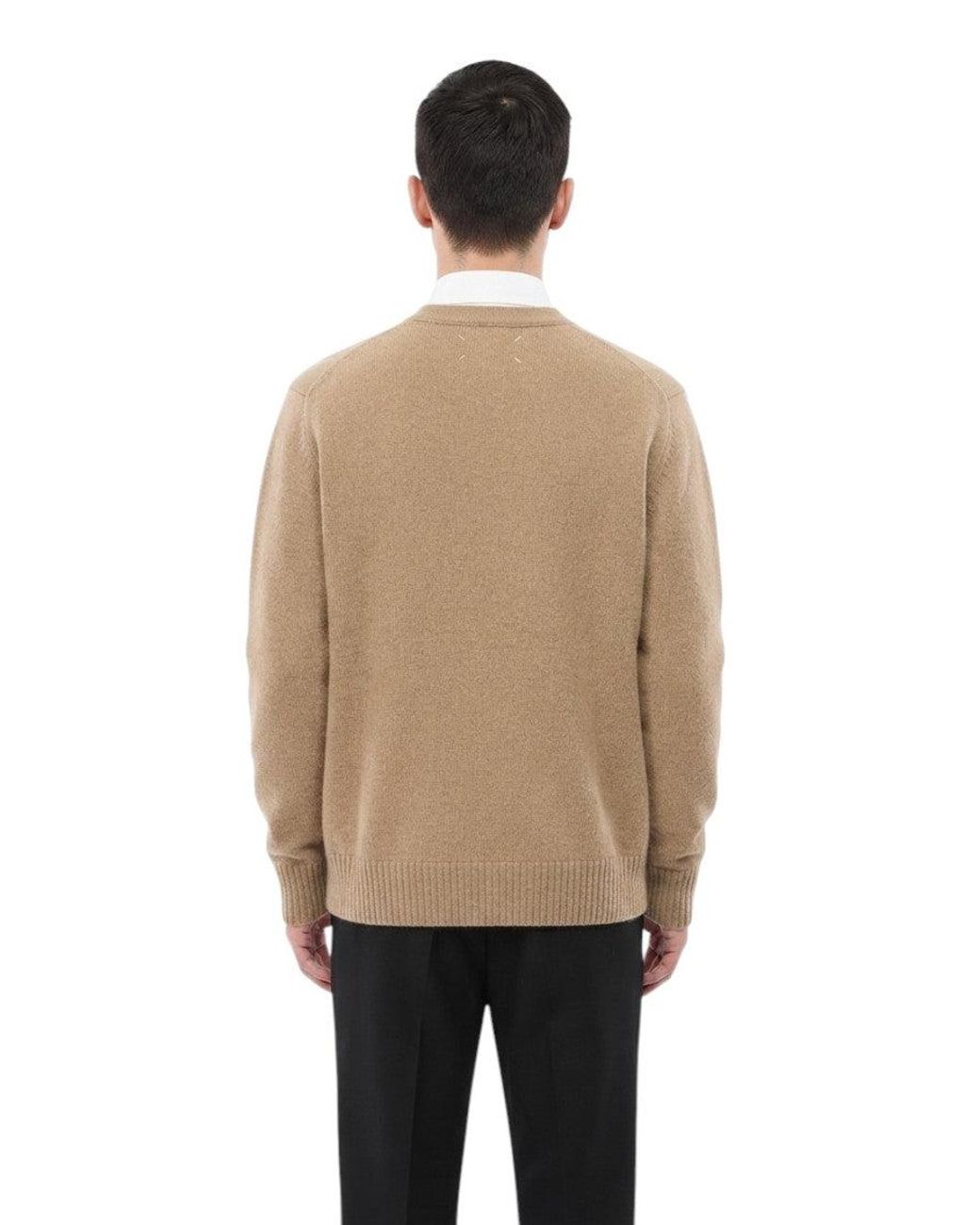 Maison Margiela Natural V Neck Cardigan for men