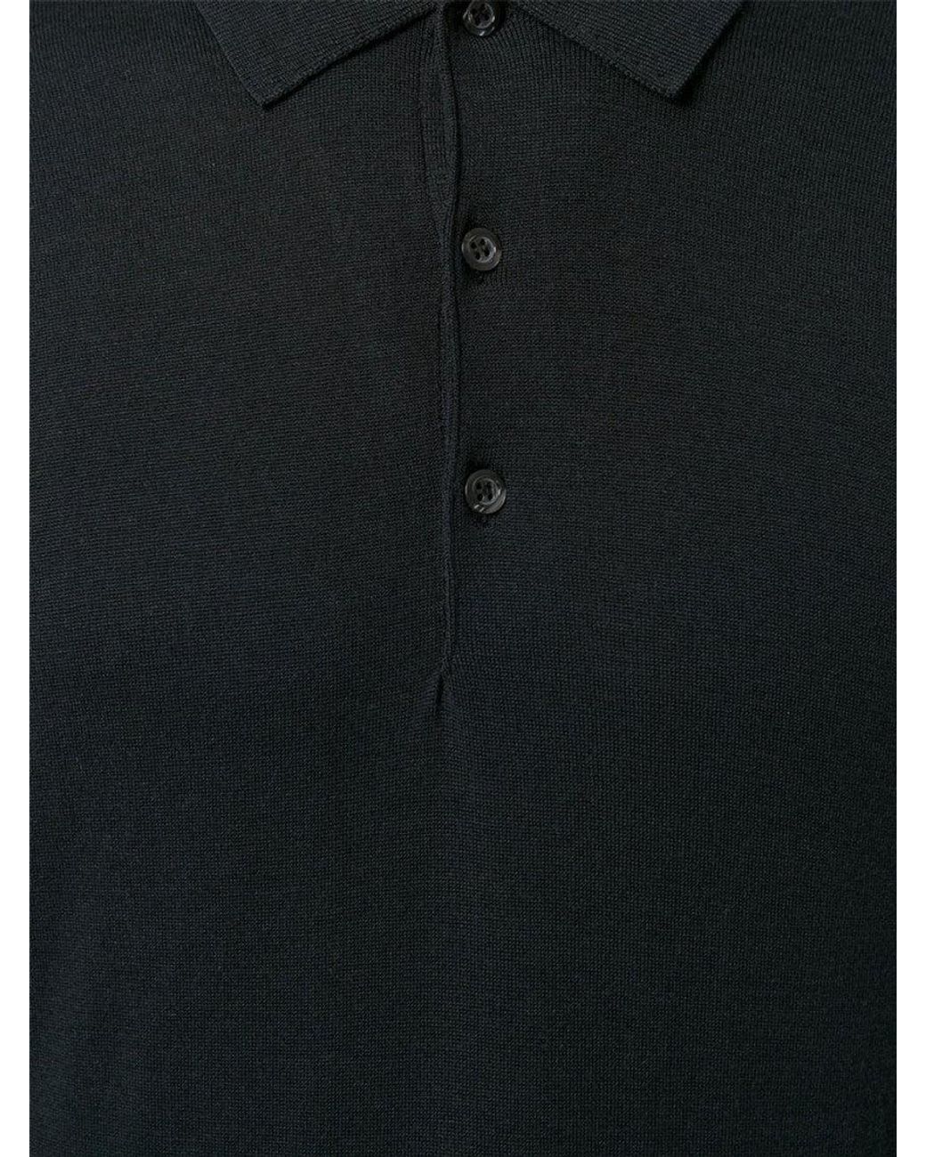 John Smedley Black Knit Jumper Polo for men