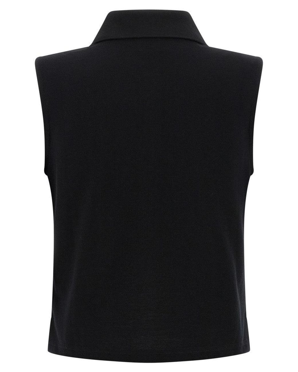 Saint Laurent Black Cassandre Embroidered Polo Shirt