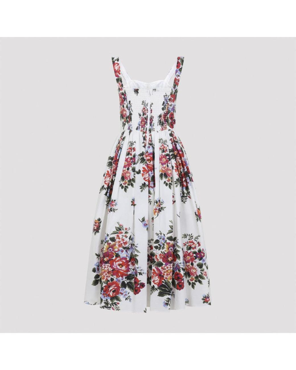 Dolce & Gabbana White Multi Color Printed Dress