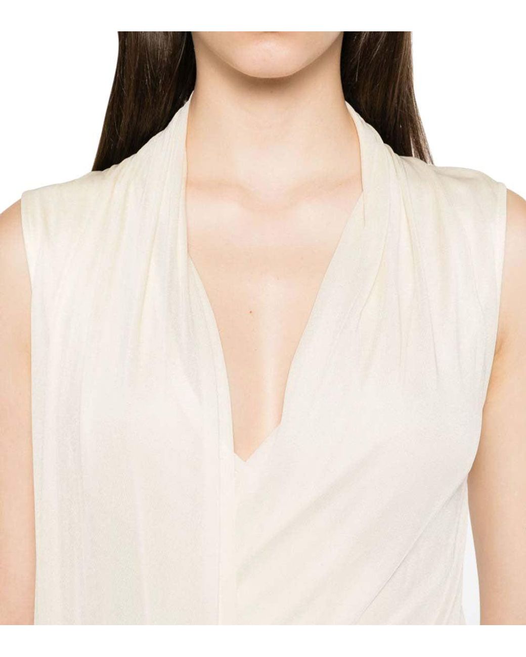 Totême White V-Neck Overlapped Scarf Dress