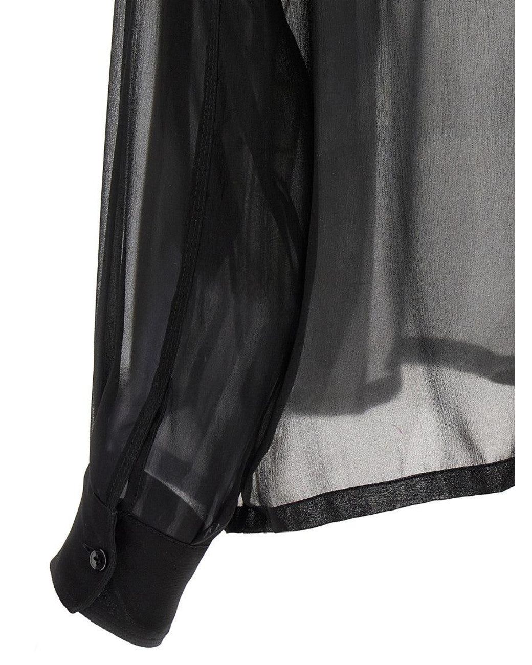 Saint Laurent Black Silk Crepe Muslin Shirt