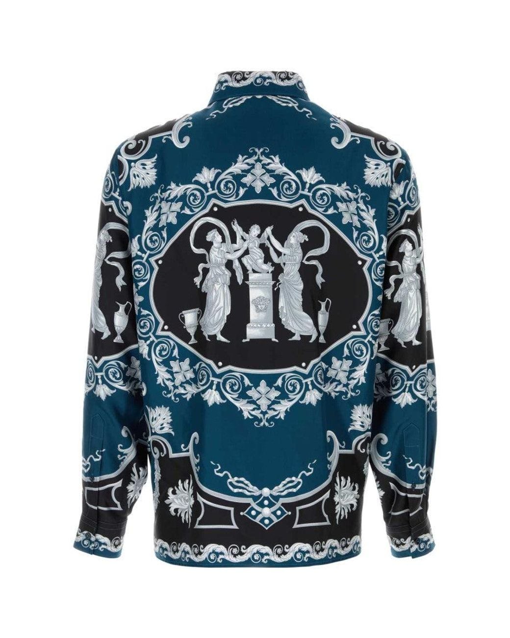 Versace Blue Regular Printed Shirt for men