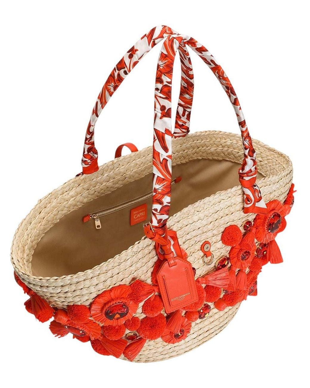 Dolce & Gabbana Red Natural Coffa Capri Large Tote