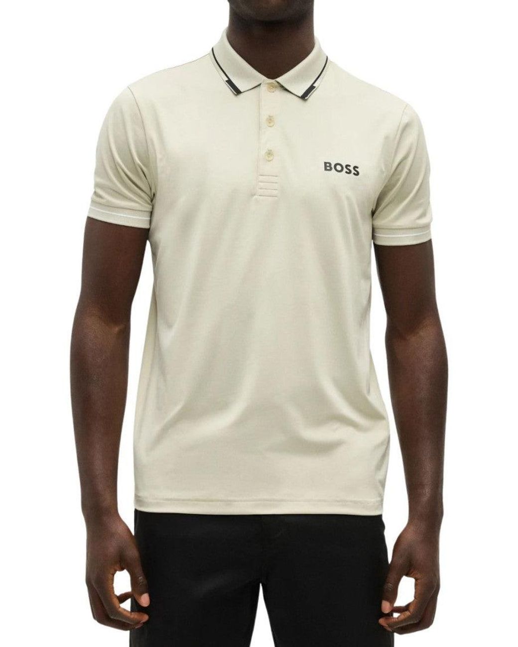 Boss White Shirt Collar Polo for men