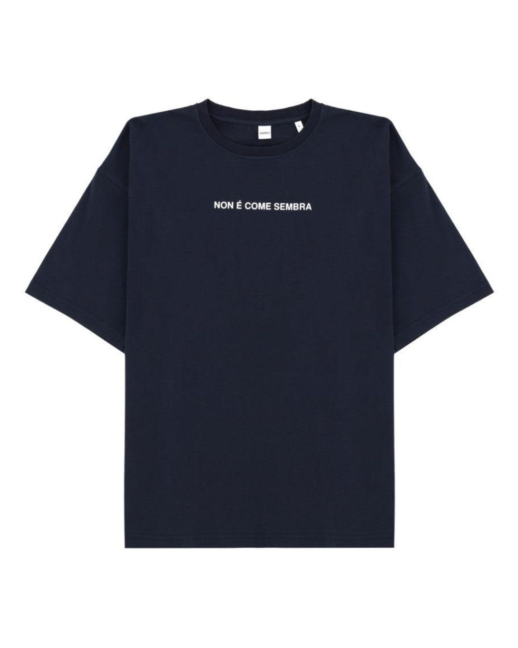 Aspesi Blue Graphic Crew Neck T-Shirt for men