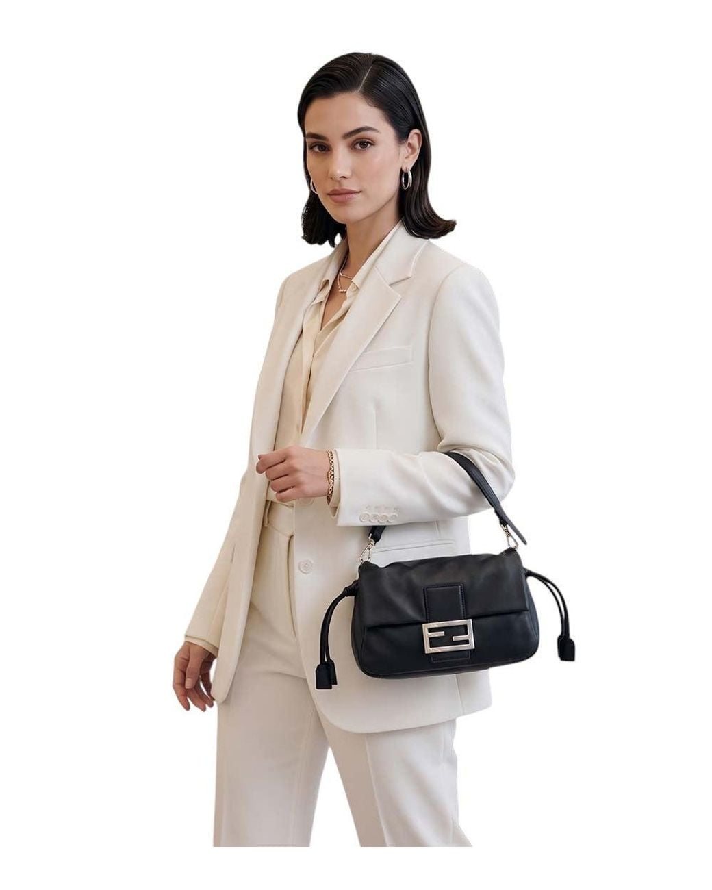 Fendi Black Baguette Small Shoulder Bag