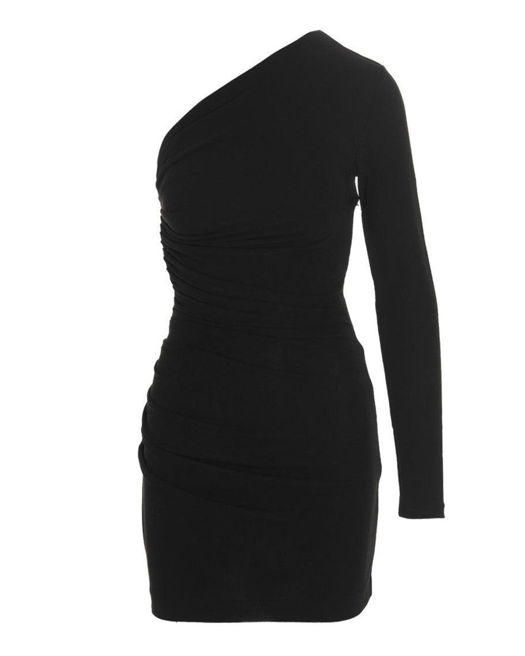 DSquared² Black Draped One-Shoulder Viscose Dress