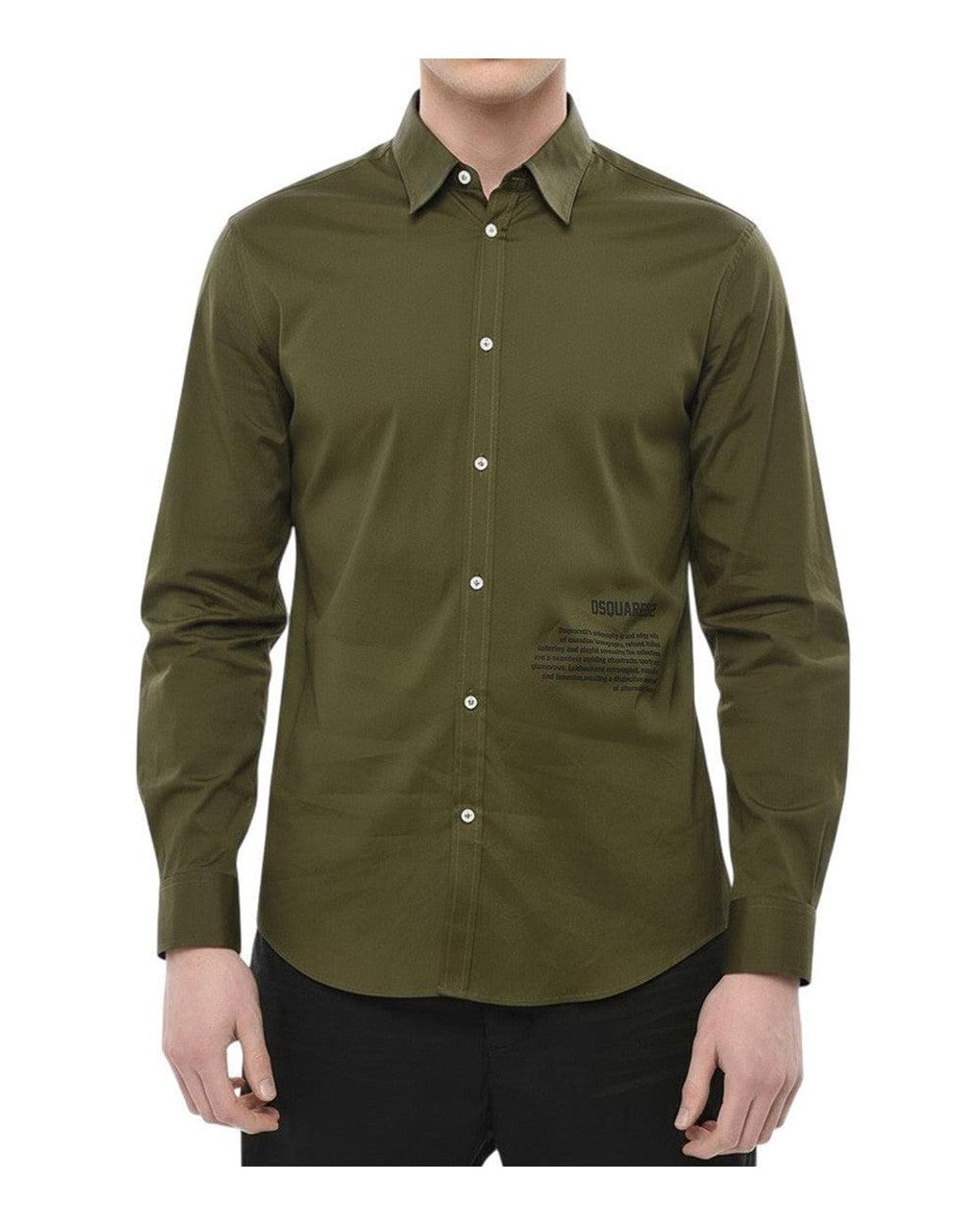 DSquared² Green Slim Logo Shirt for men