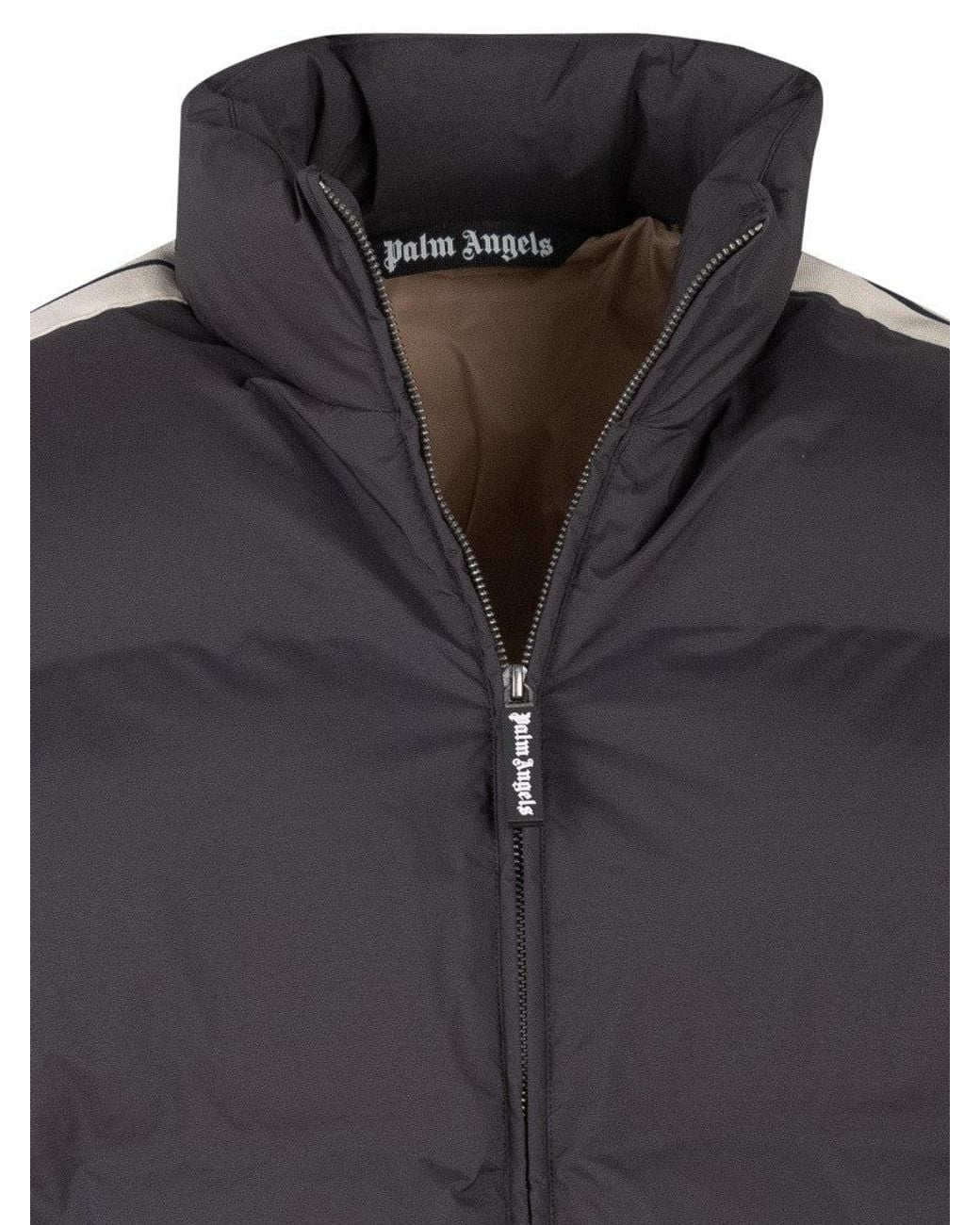 Palm Angels Gray Track Puffer Jacket for men