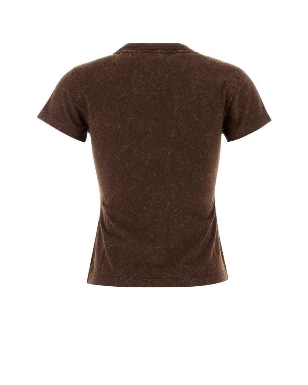 Ganni Brown Graphic Crew Neck T-Shirt