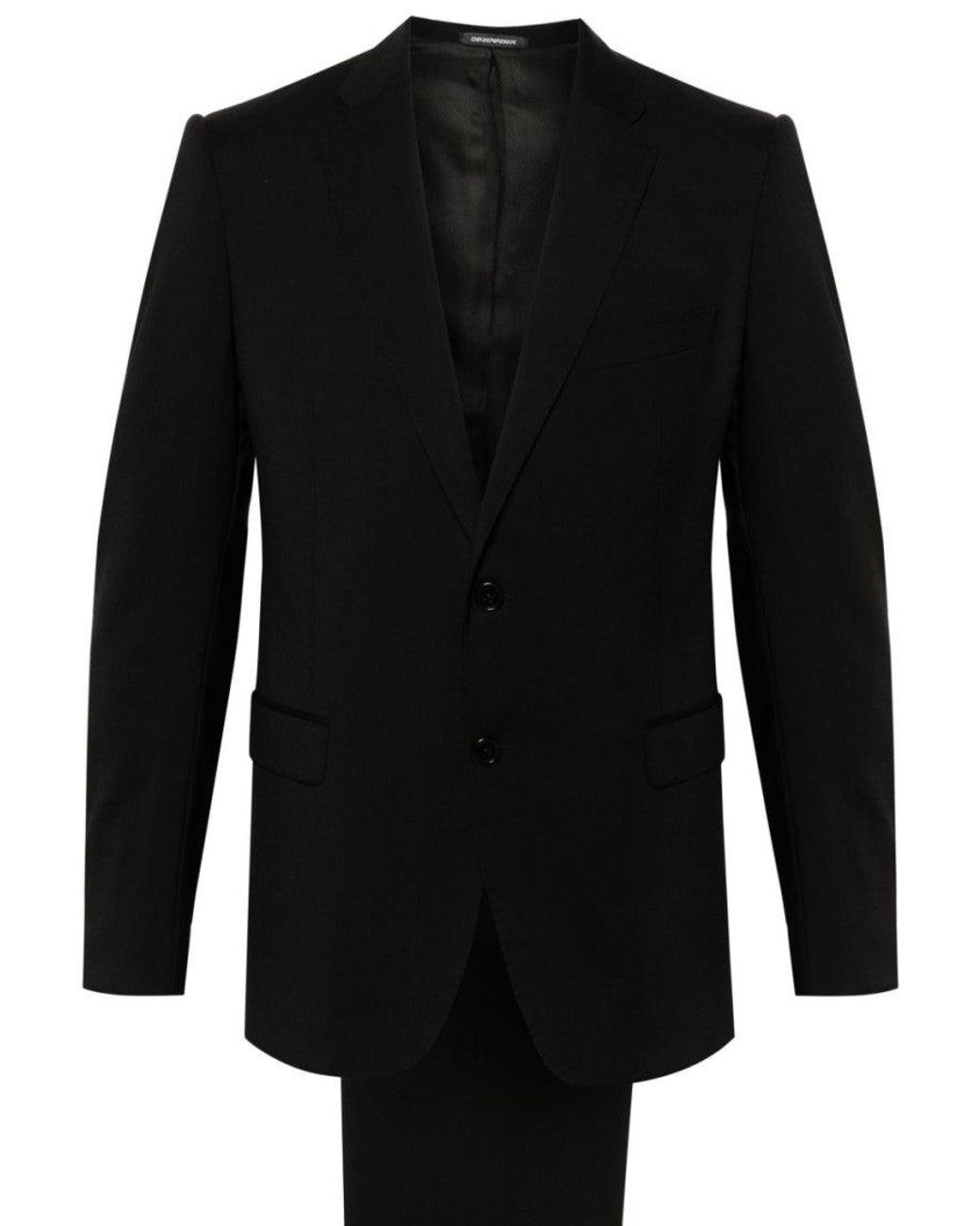 Emporio Armani Black Solid Single Breasted Suit for men