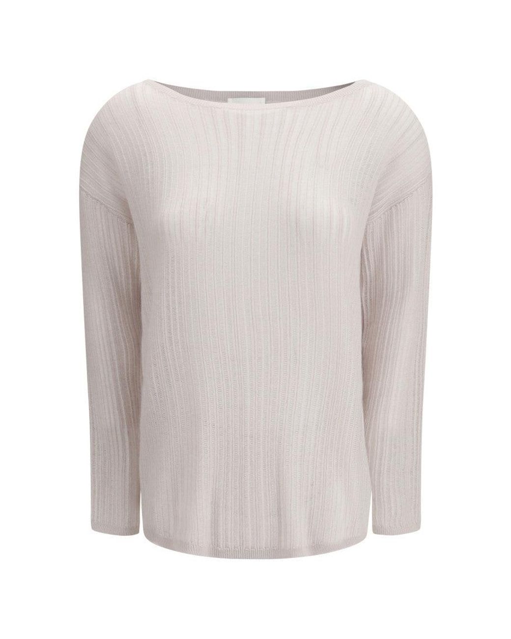 Allude White Boat Neck Sweater