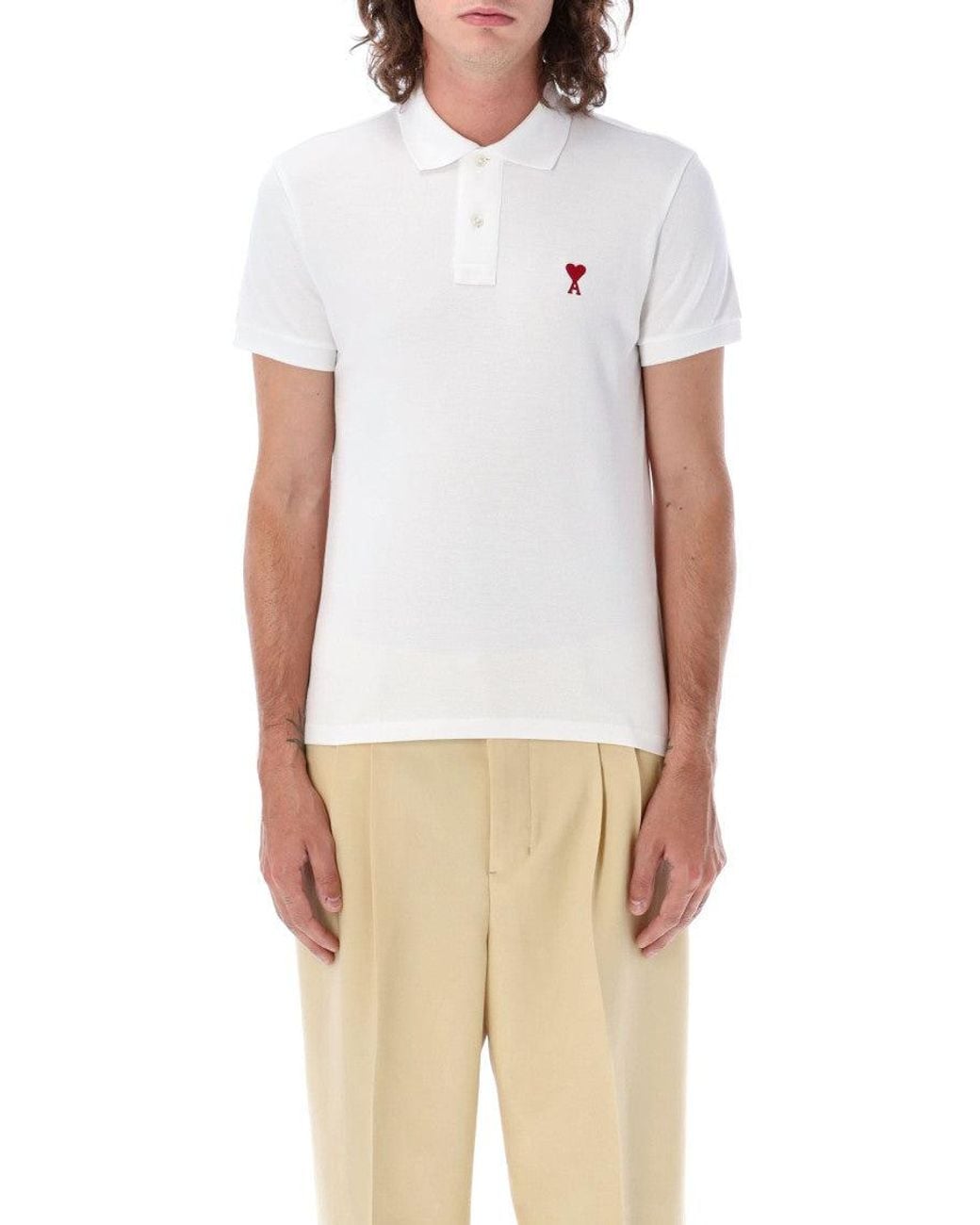 AMI White Ami De Coeur Polo Shirt for men