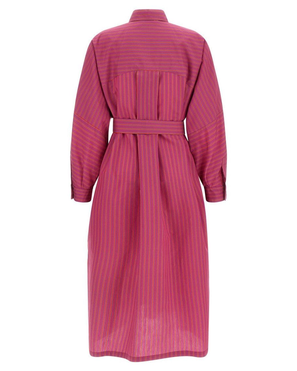 Max Mara Pink Stripes Belted Maxi Dress