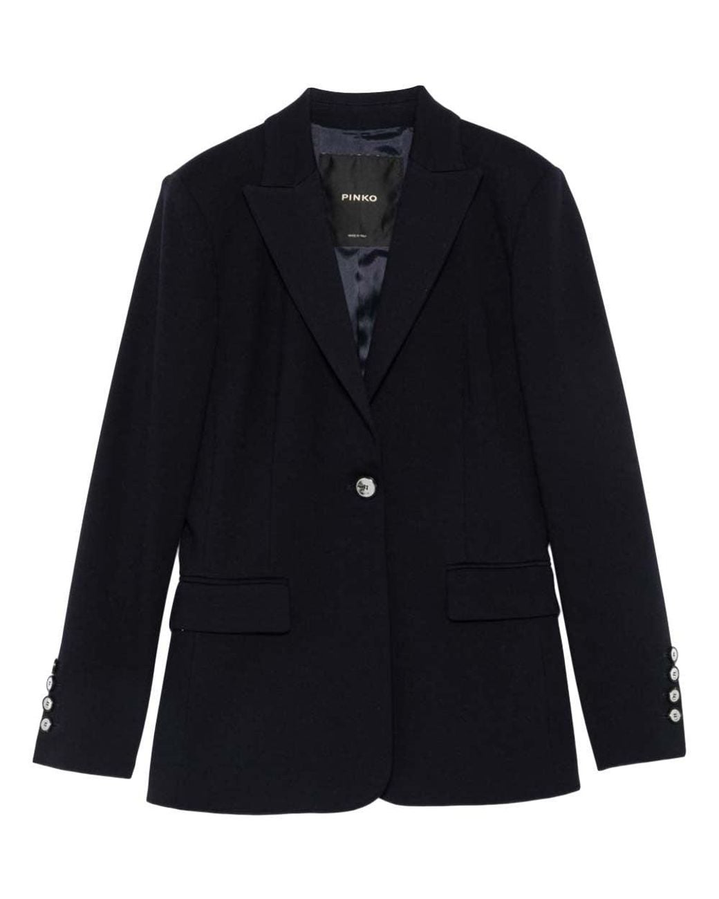 Pinko Blue Solid Notched Lapel Blazer
