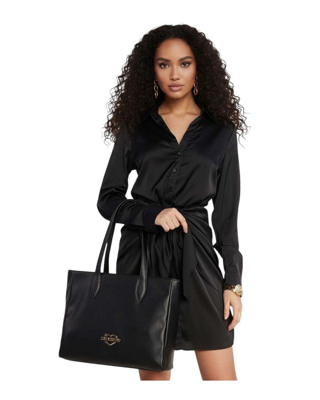 Love Moschino Black Heart Logo Large Tote