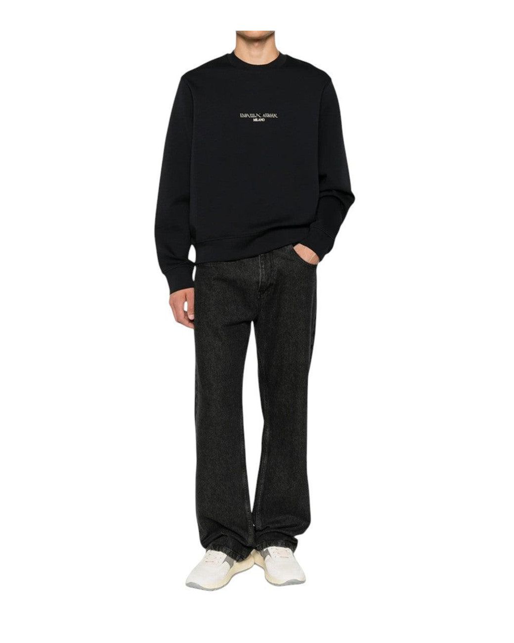 Emporio Armani Black Logo Crew Neck Sweatshirt for men