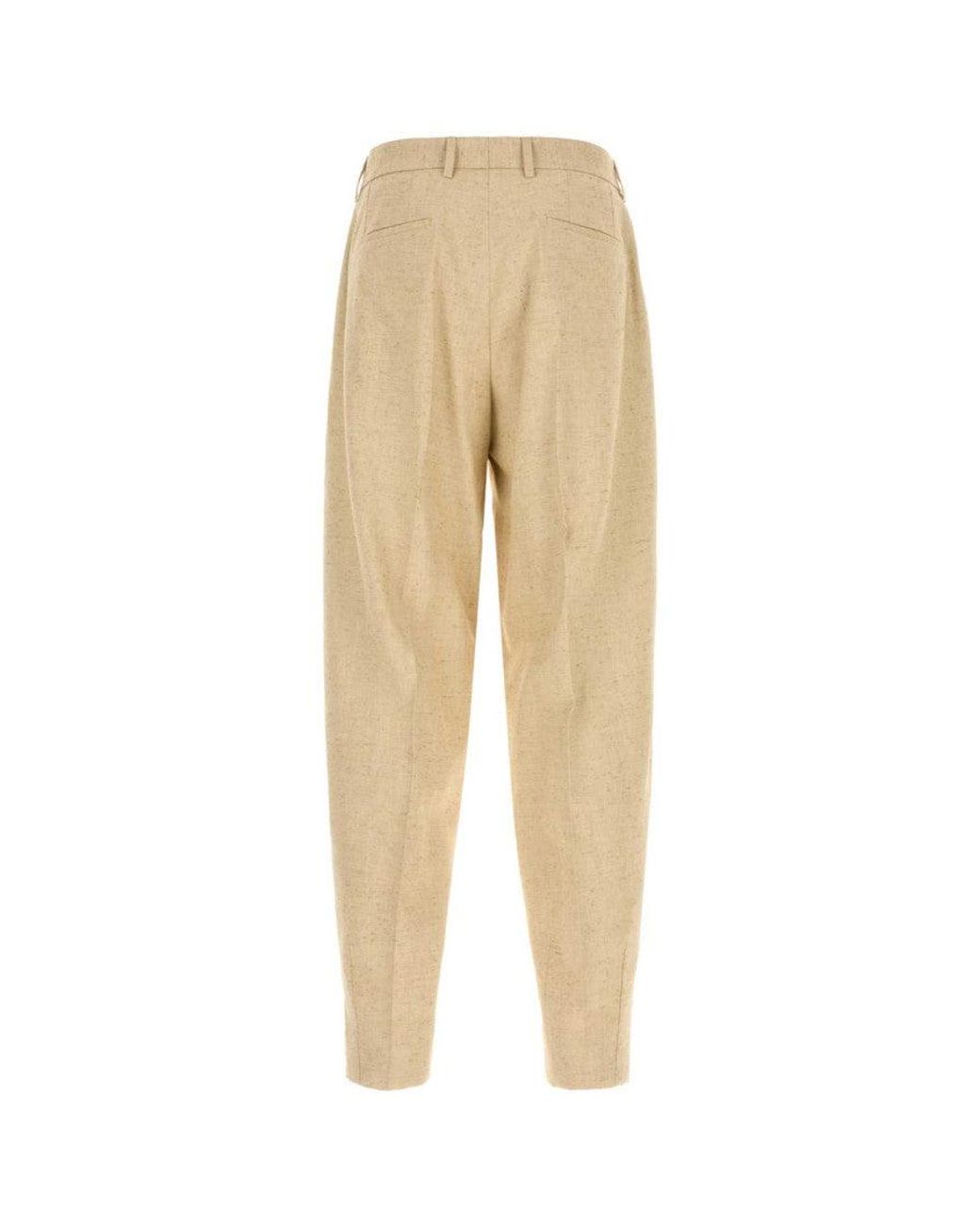 Dolce & Gabbana Natural Tapered Pleated Pants for men