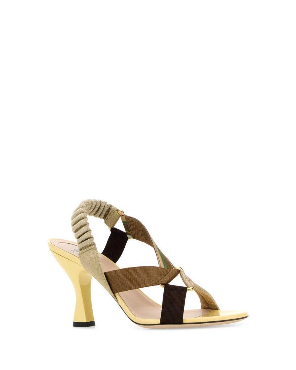 Fendi Metallic Multi Color Stripes Heels