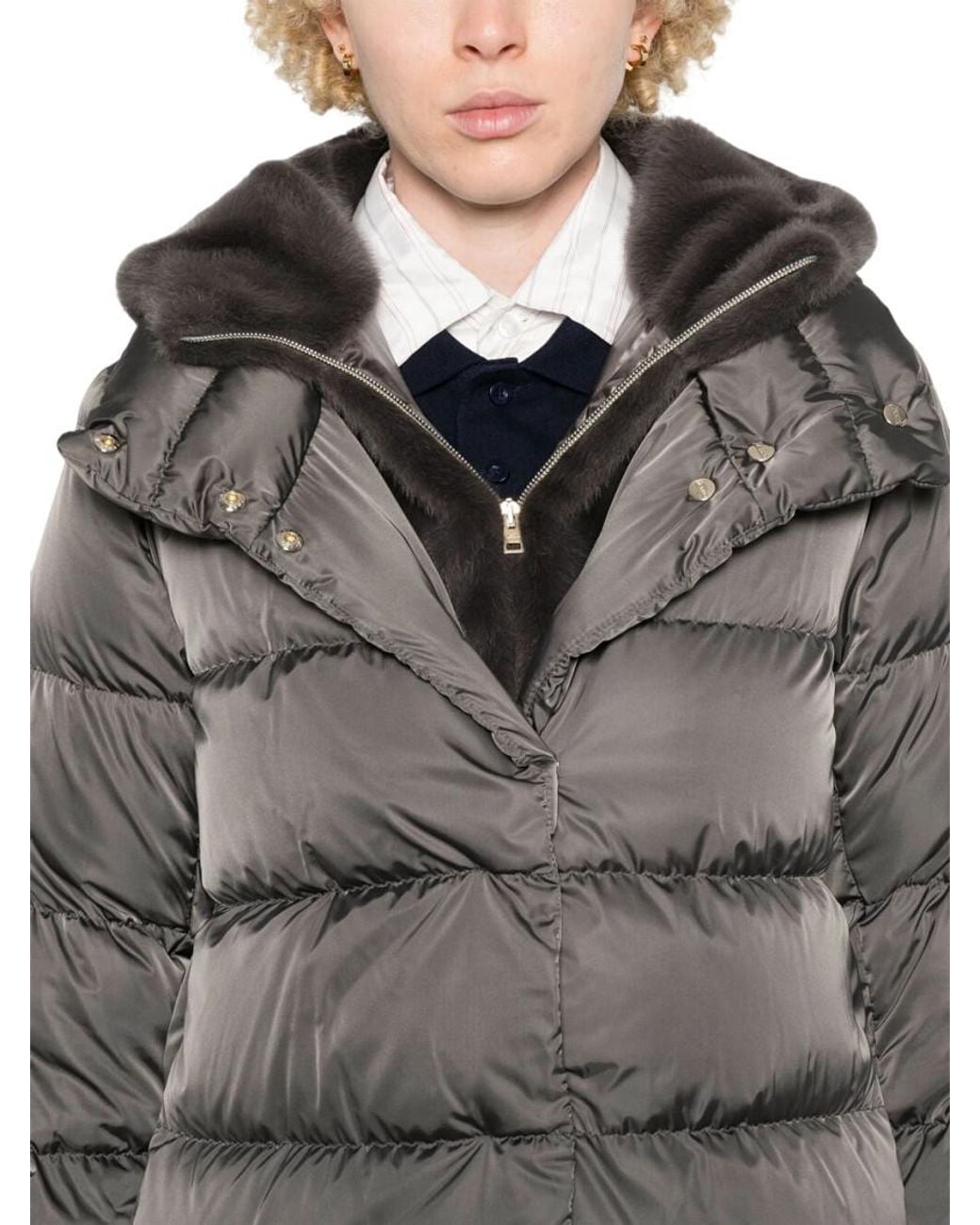 Herno Gray Quilted Hood Jacket