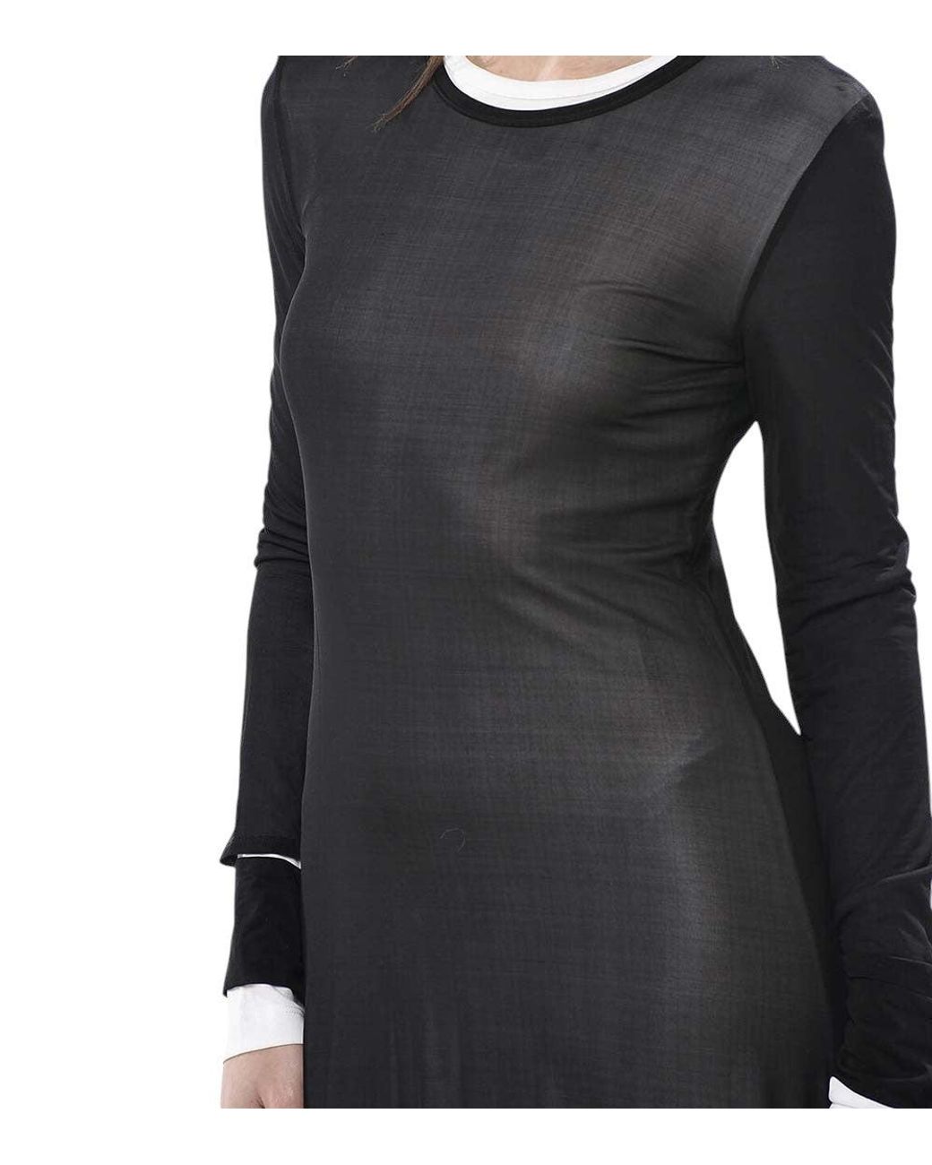 Helmut Lang Black Round Neck Maxi Dress
