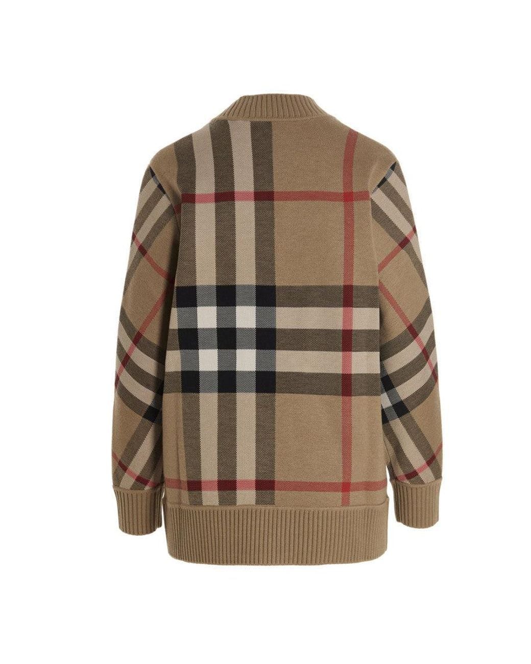 Burberry Brown Checks V Neck Cardigan