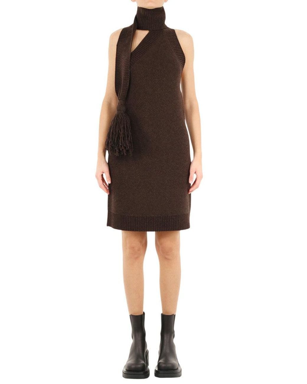 Bottega Veneta Black Dark Turtle Neck Dress