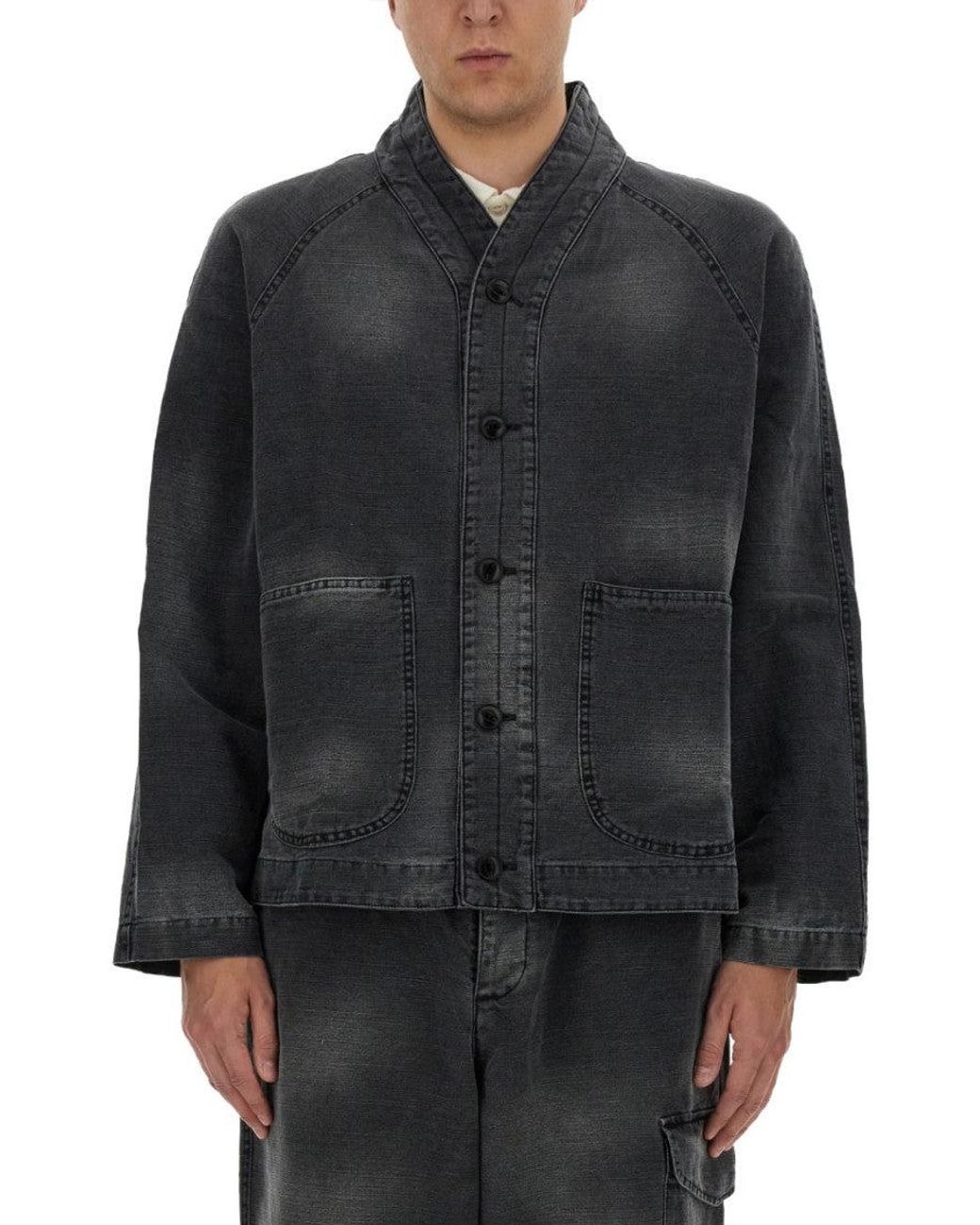 YMC Black Solid Shawl Neck Jacket for men