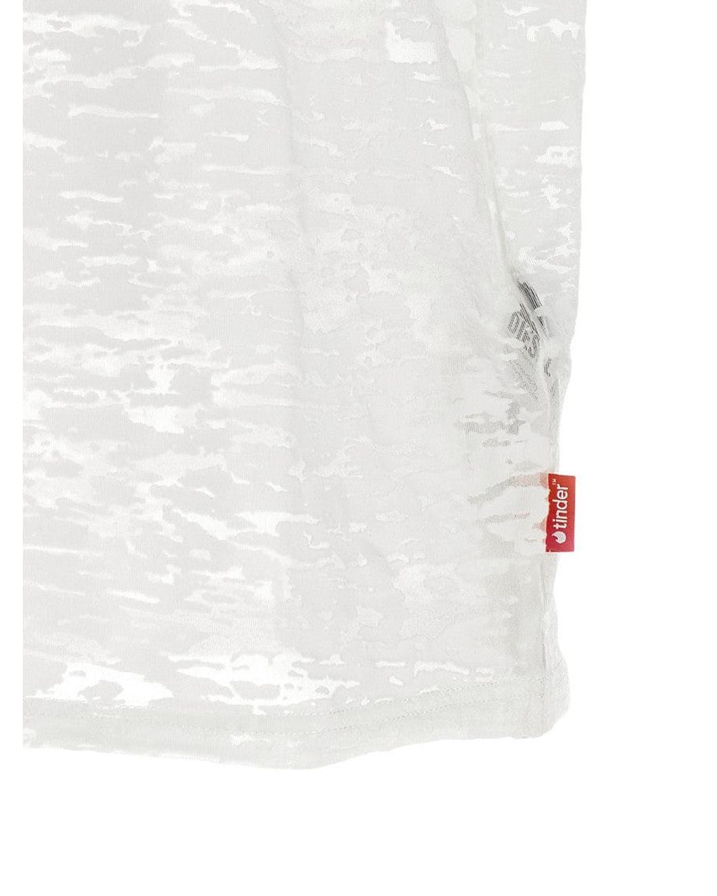 DIESEL White Devoré Jersey Logo T-Shirt