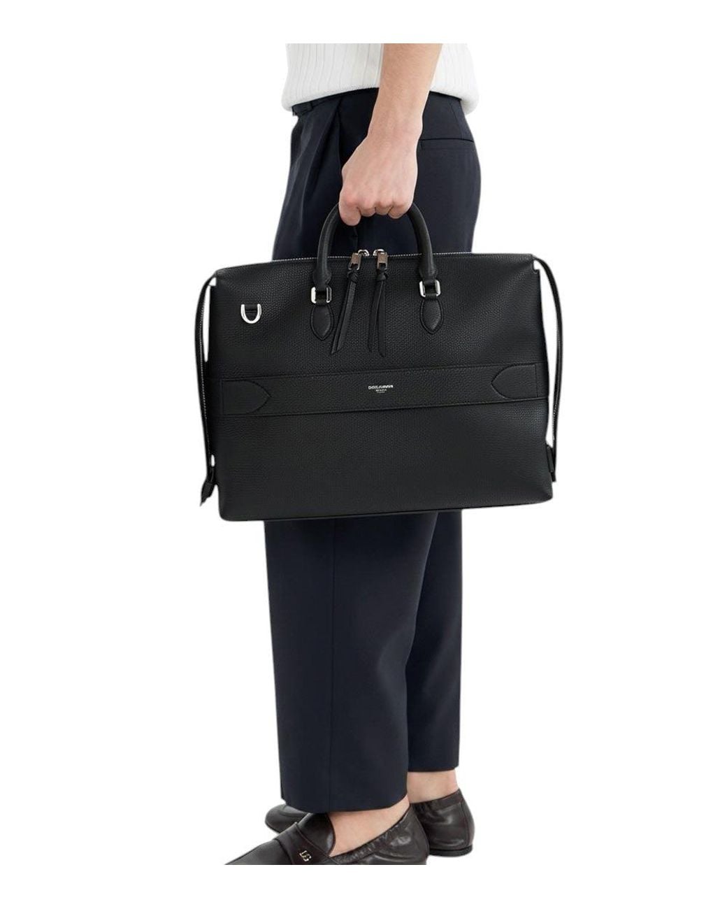 Dolce & Gabbana Black Vittoria Large Briefcase Bag for men