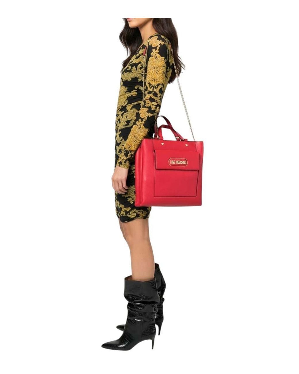 Love Moschino Red Logo Large Tote