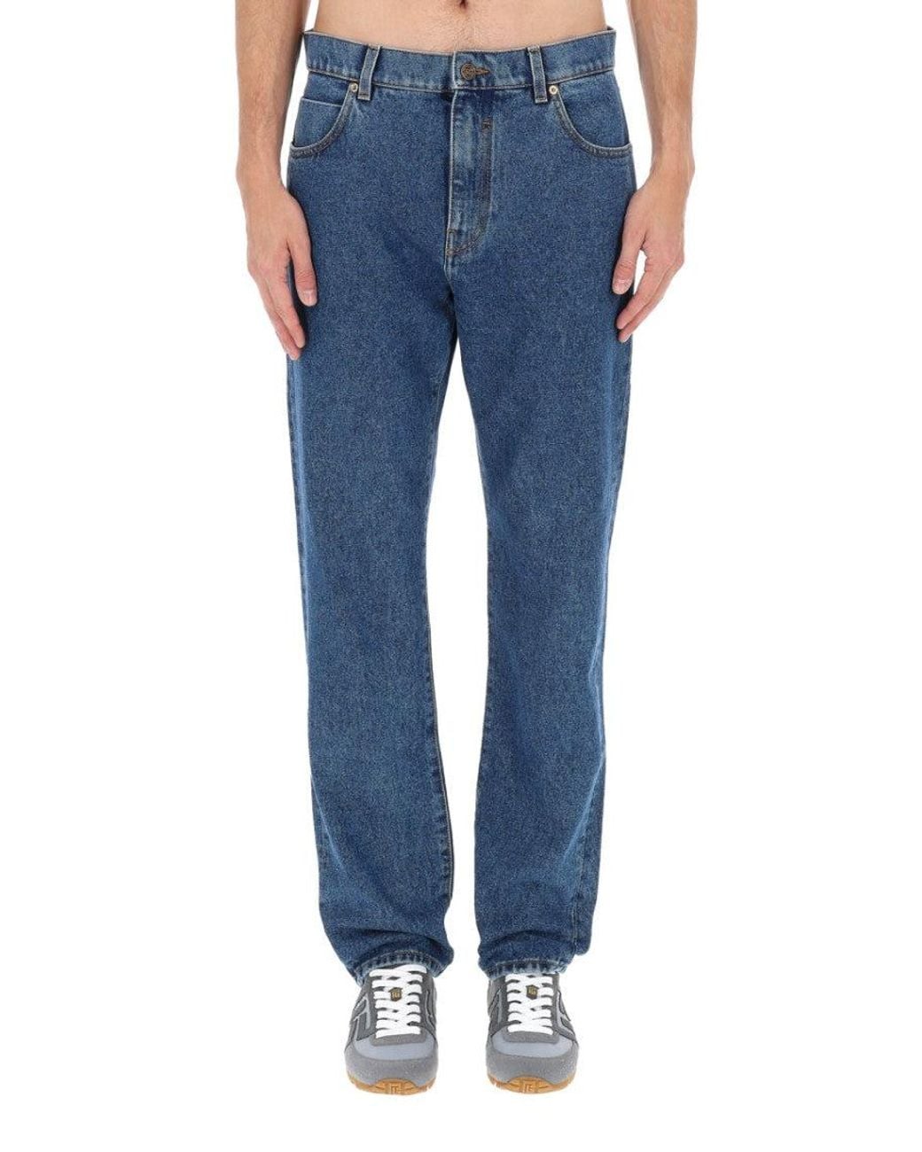 Balmain Blue Denim Mid Rise Jeans for men