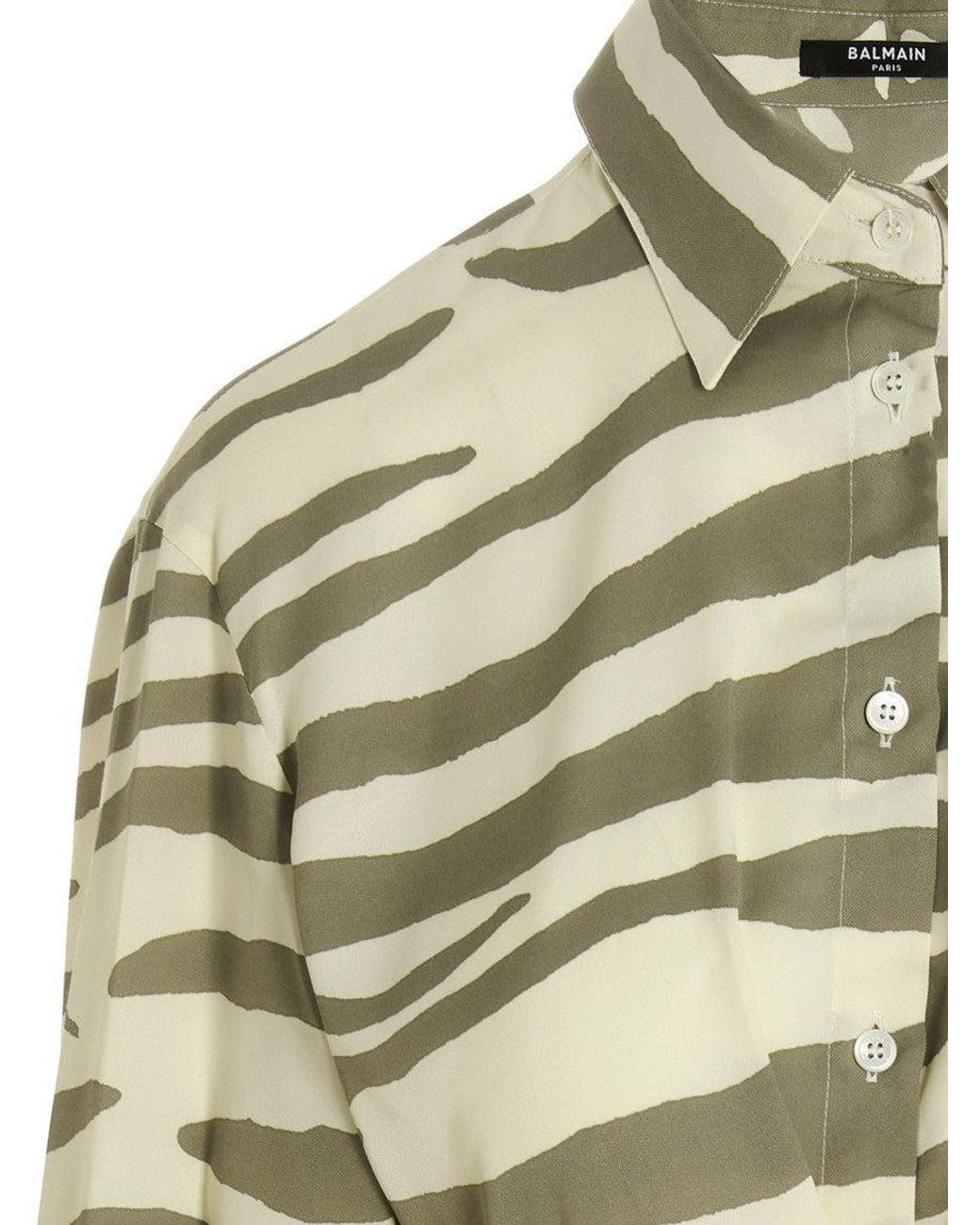 Balmain White Zebra Print Shirt