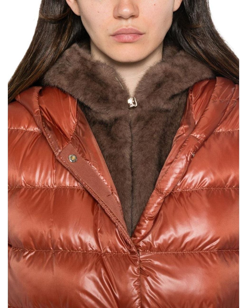 Herno Orange Quilted Hood Jacket