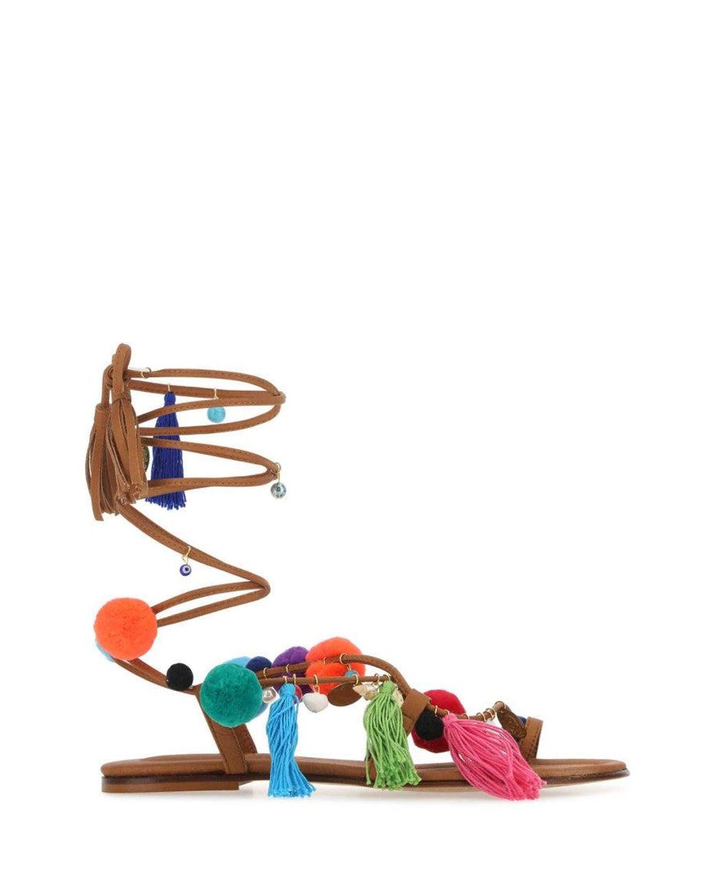 Alameda Turquesa White Embellished Sandals