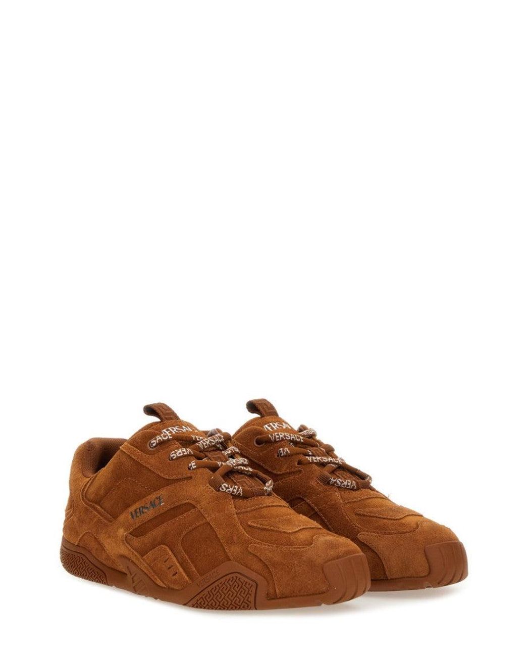 Versace Brown Galaxia Round Toe Sneakers