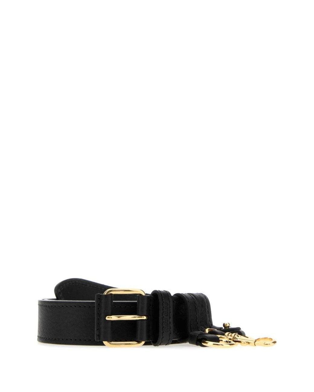 Miu Miu Black Textured Buckle Belt