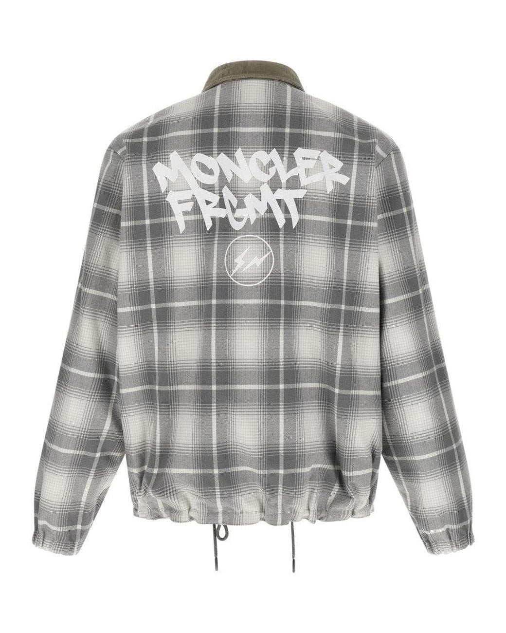 Moncler Gray Plaid Shirt Collar Jacket for men
