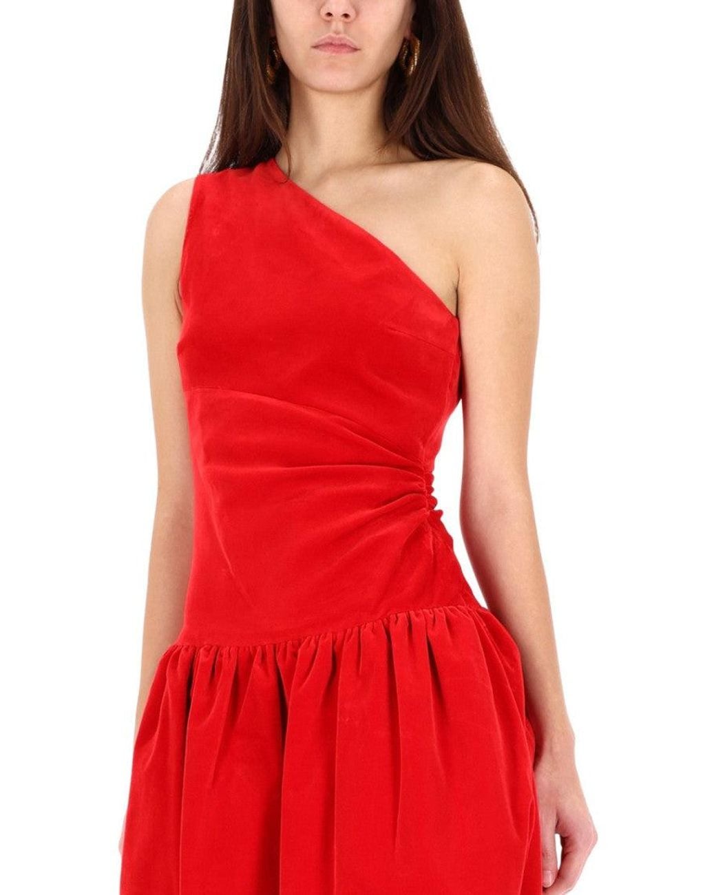 Patou Red One Shoulder Mini Dress