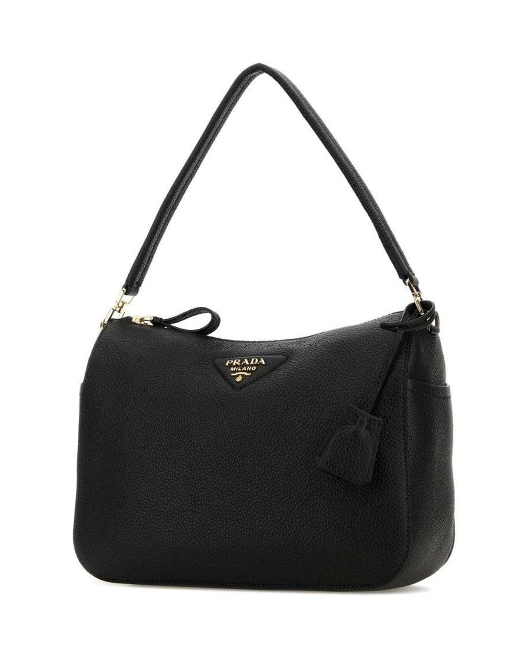 Prada Black Logo Medium Shoulder Bag