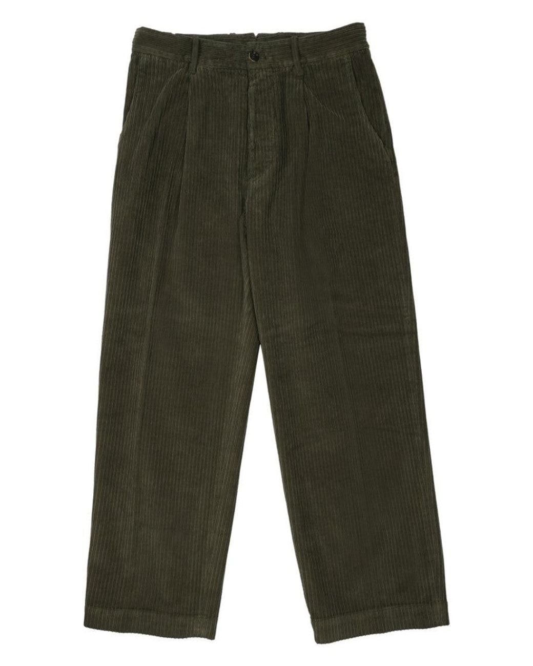 Nine:inthe:morning Green Straight Corduroy Trousers for men