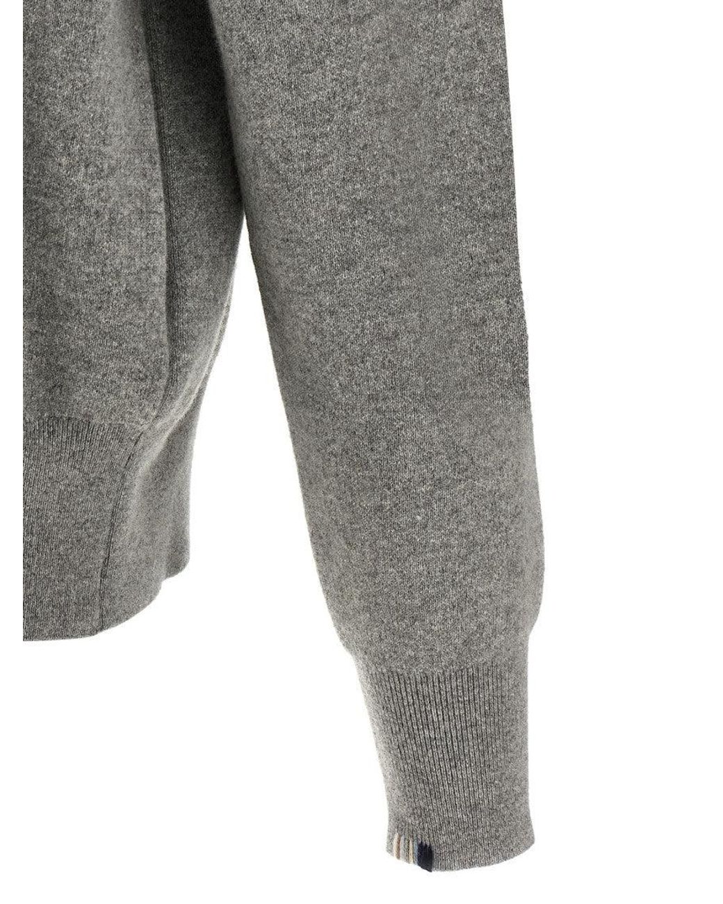 Extreme Cashmere Gray Zip Up Turtle Neck Cardigan for men