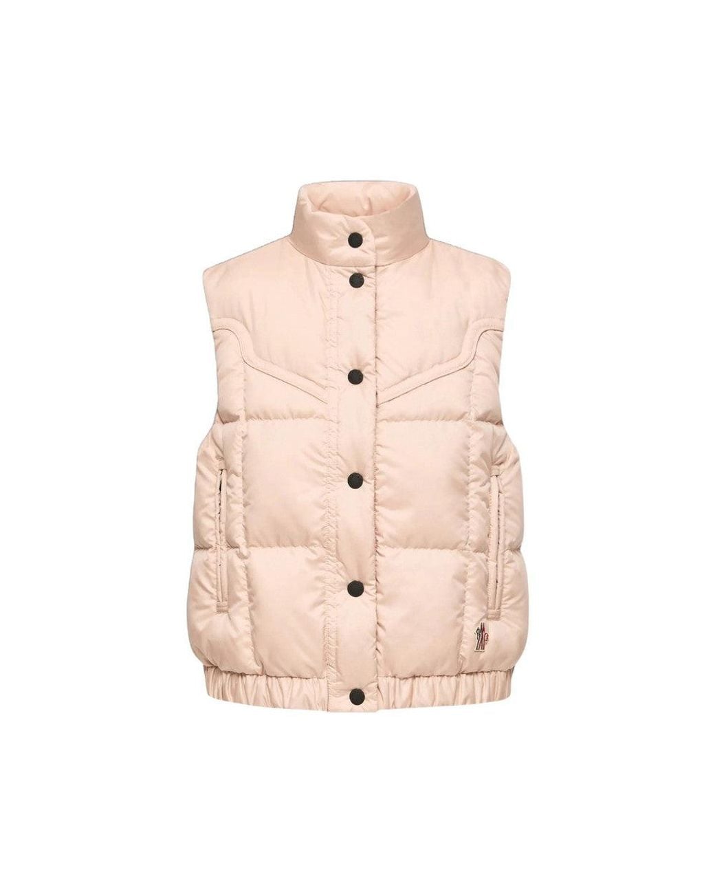 Moncler Pink Light Quilted Mock Collar Jacket