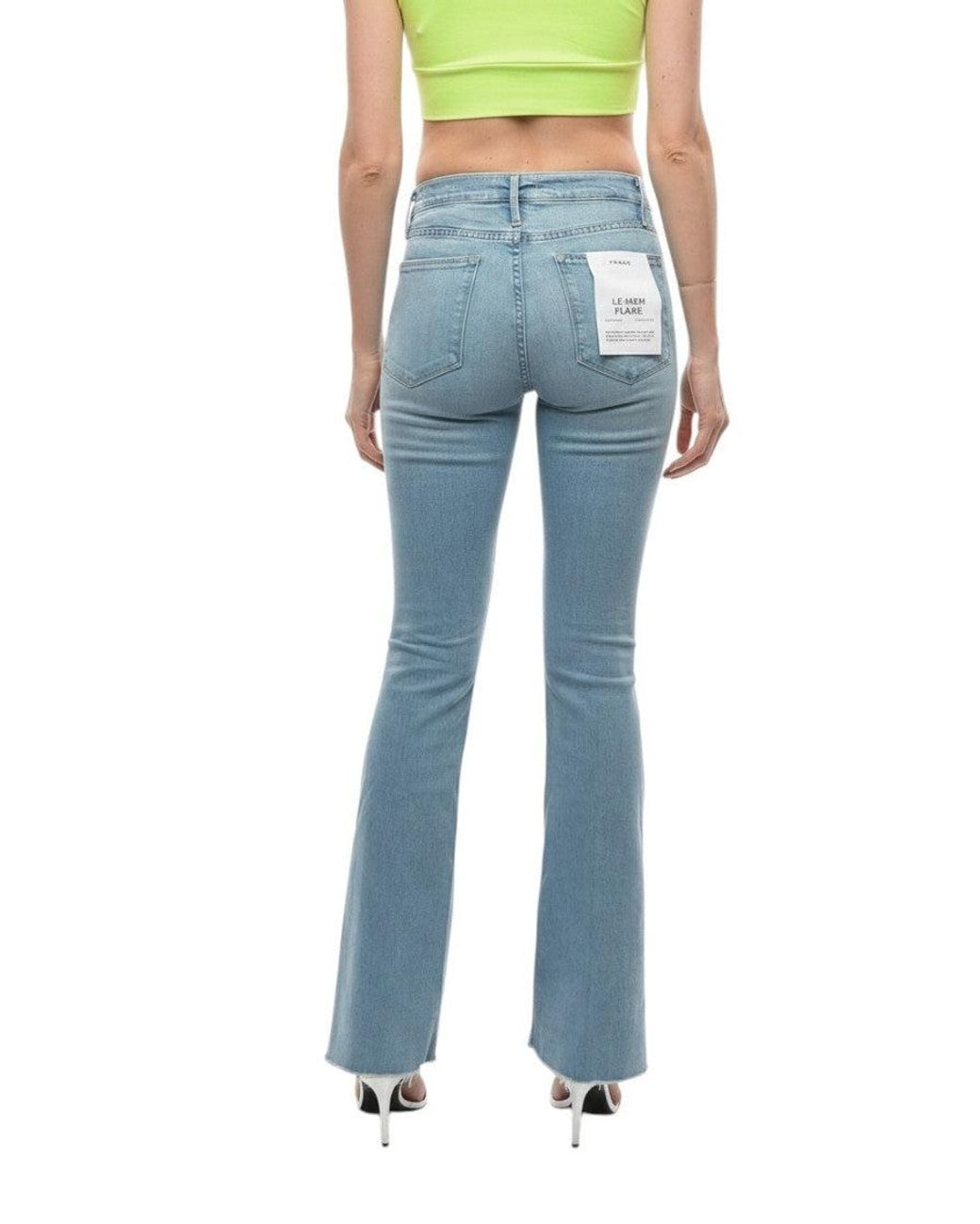FRAME Blue Flared High Rise Jeans