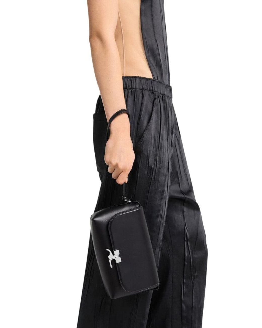 Courreges Black Icotype Small Shoulder Bag