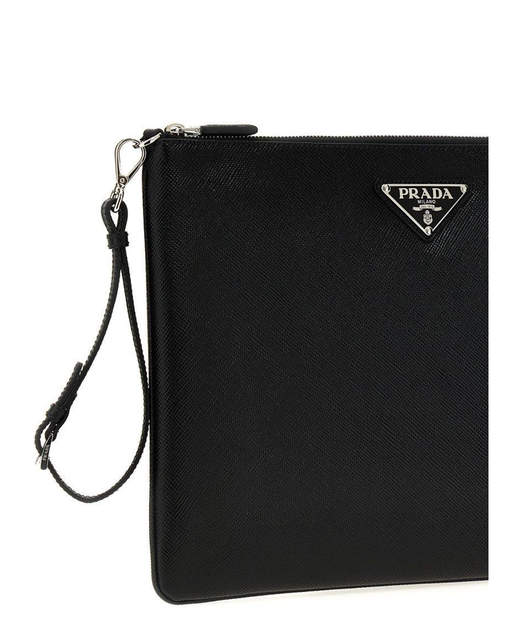 Prada Black Solid Logo Wallet for men
